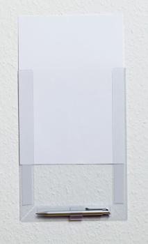 Preview: Plakattasche klebend vorne offen DIN A4 mit Stifthalter